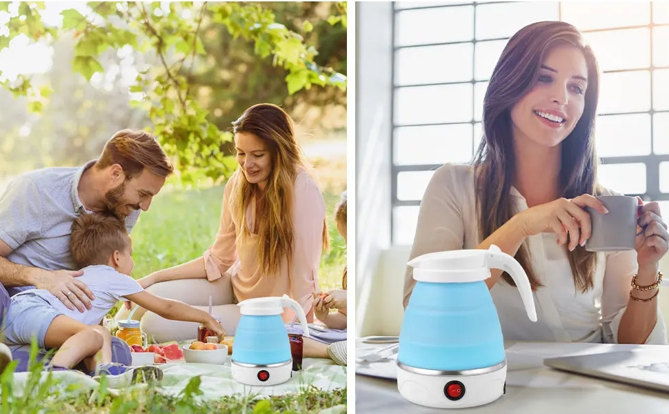 Collapsible Electric Kettle for Coffee Tea Travel Foldable Water Boiler Fast Boiling 600ml