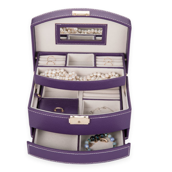 High Grade Leather Travel Jewelry Organizer , Folding Jewelry Carrying Case