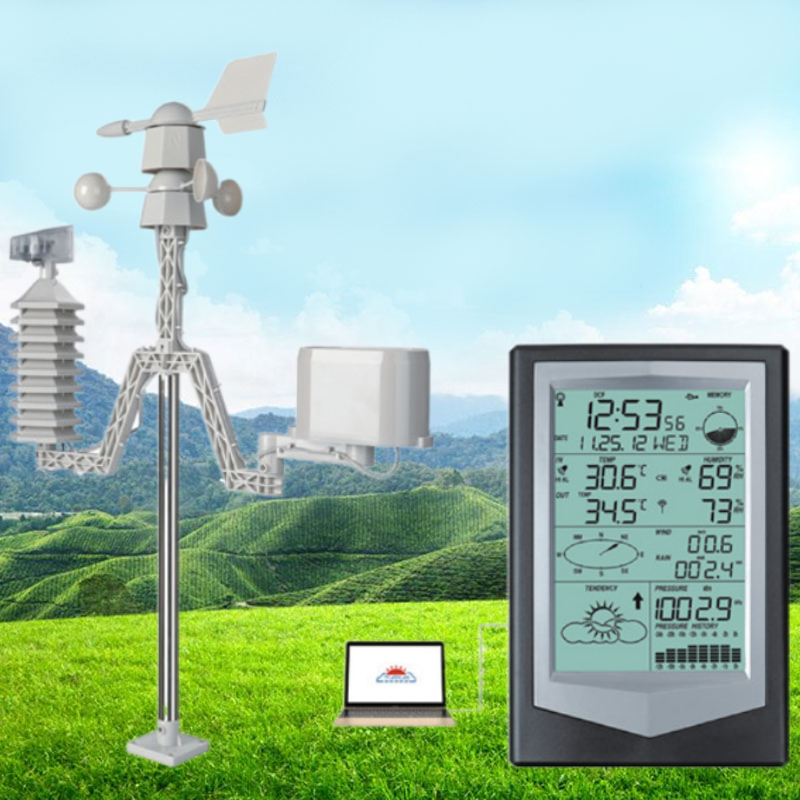 6 In 1 Solar Weather Station Displays Rainfall And Wind Speed With Wireless Connectivity