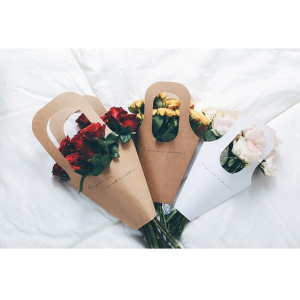 Portable Flower Carry Bag with Eco-Friendly Paperboard Carrier and Kraft Paper Handle