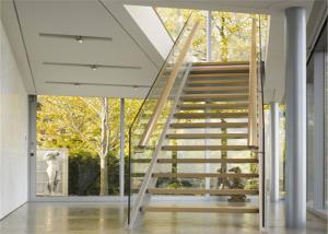 China Commercial Straight Flight Staircase , Steel Structure Staircase Uninterrupted View wholesale