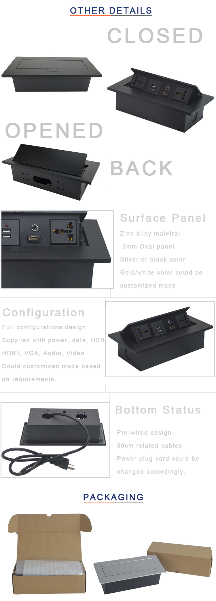 BNT Manual pop up style office furniture table power outlet with dual usb charge