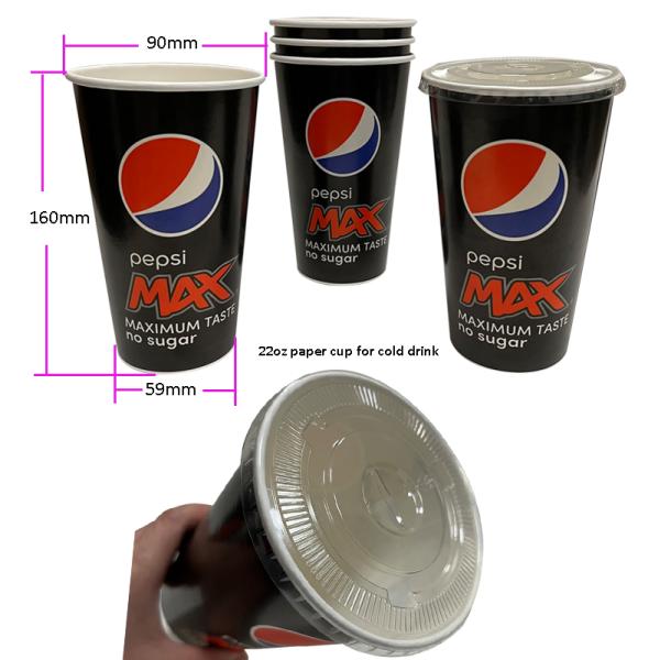 Disposable single wall Paper Cups with Dome Lids for ice Beverages