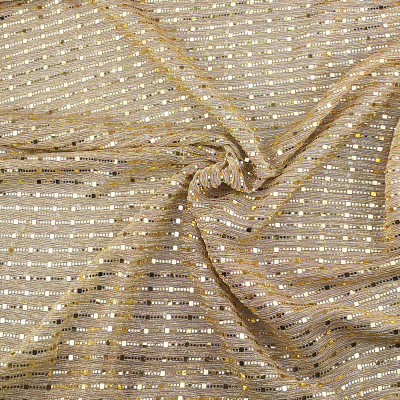 145gsm Knitted Glitter Metallic Sequin Fabric 145cm Evening Dress Material