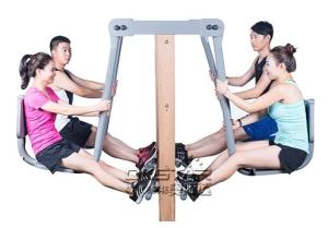 China outdoor fitness equipment park wood outdoor leg press machine wholesale