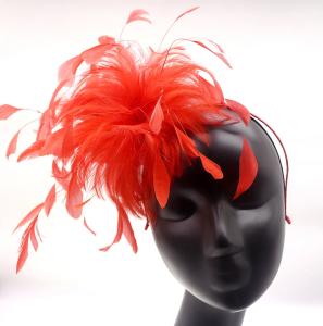 China Millinery Hackle Feather Fascinator Headband , 15x30cm Feather Headpiece Festival wholesale