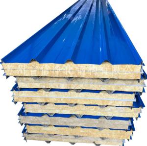 China 50k100mm Rockwool Roof Sandwich Panel Fireproof Glass Wool wholesale