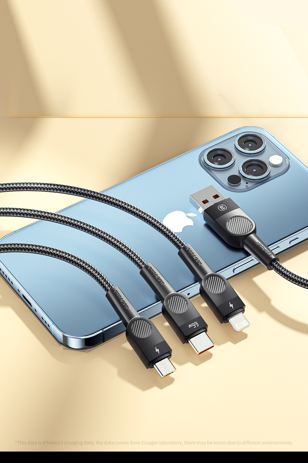Swift Micro Type C Multi Port 3 In 1 Usb Fast Charging Cable Nylon Braided
