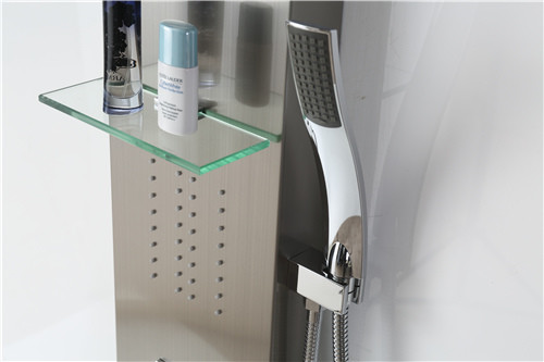 Rose Gold Shower Columns Panels Waterproof 1500*220*70mm Size With Glass Shelving