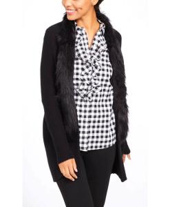 China Women ' S Fur Collar Knit Cardigan Sweater 70 Wool 30 Cashmere Material wholesale