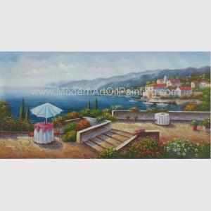 China Acrylic Classic Mediterranean Scenes Oil Painting Colorful Oceanside wholesale
