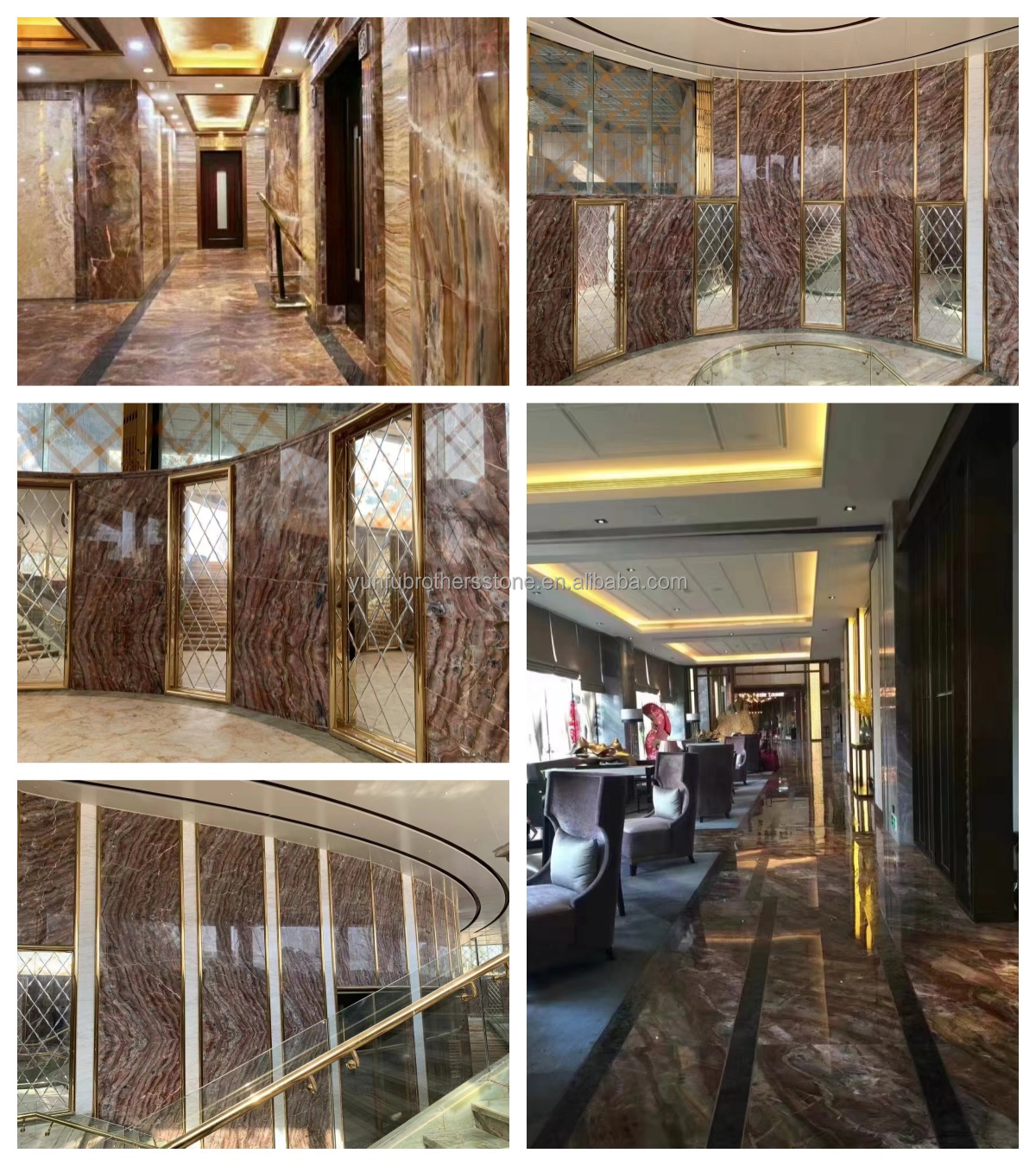 Book Match Translucent Blood-Orange Red Vein Onyx Marble Stone for Lavabo Decoration