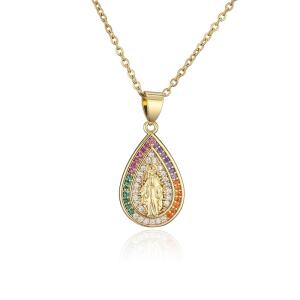 China Zircon 14k Gold Jewelry Fashion Women Virgin Mary Pendant Necklace wholesale