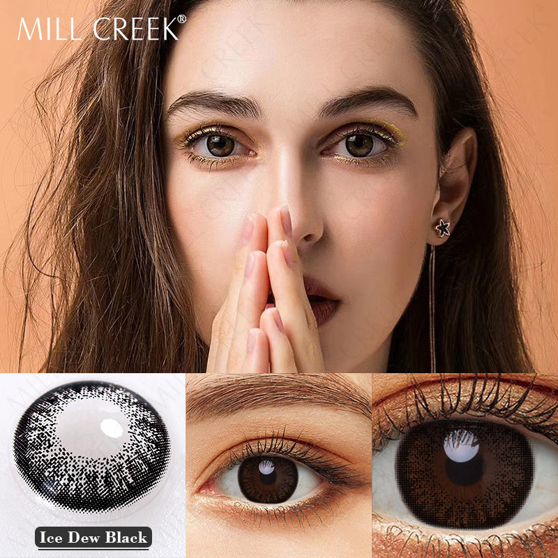 Customized Logo Ice Dew Natural Black Contact Lenses Prescription 14.5mm