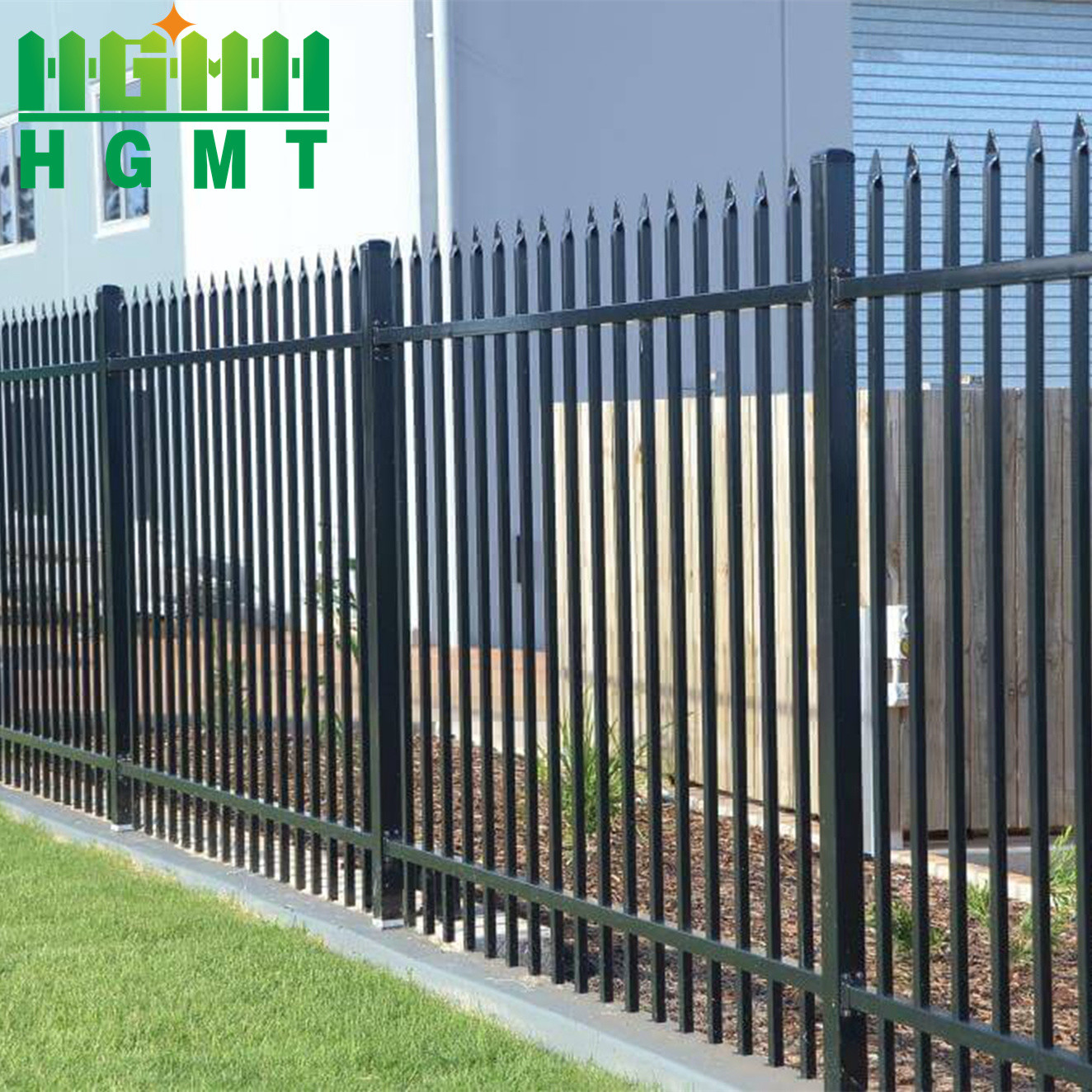 Factory Supply 5FT Black Iron Wrought Fence Easy Assemble 3 Rails Tubular Fence Panel For Swimming Pool