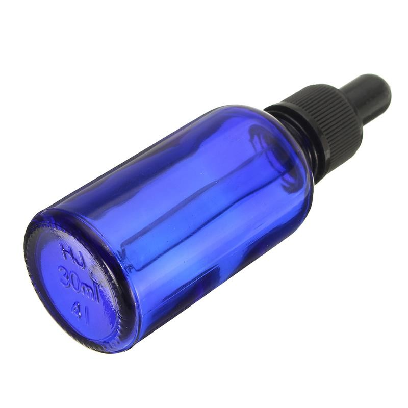 LinDeer 30ml Blue Glass Dropper Bottles With Black Plastic Cap