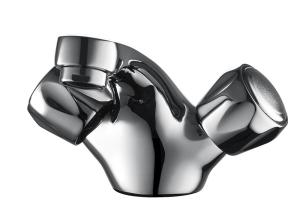 China Two-handle Monobloc Chrome Ceramic Brass Polished Basin Mixer T8063W wholesale