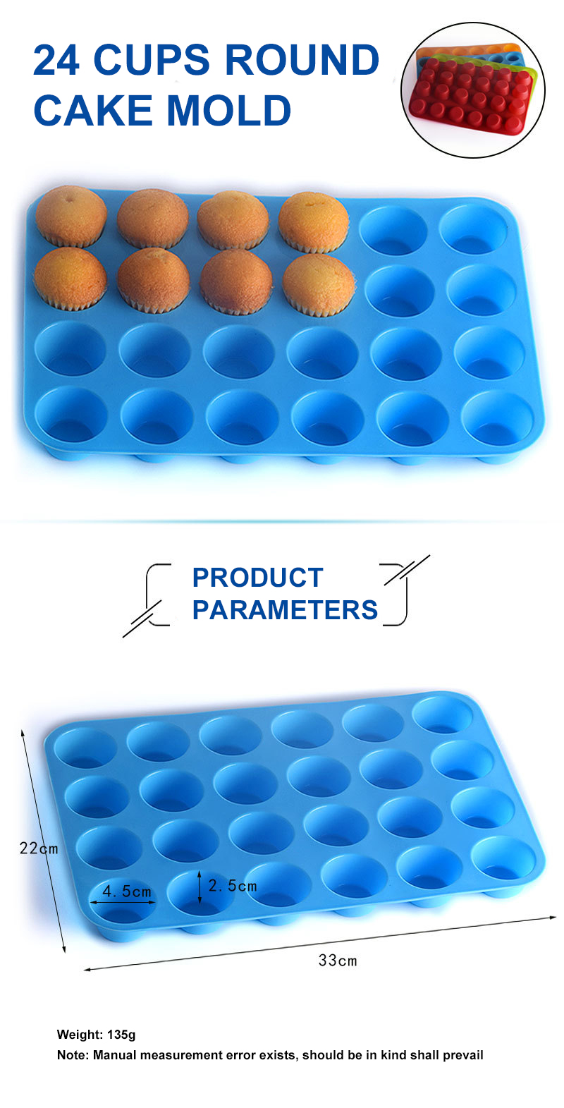 Private Logo 24 Cup Bagel Baking Doughnuts Silicone Cake Molds
