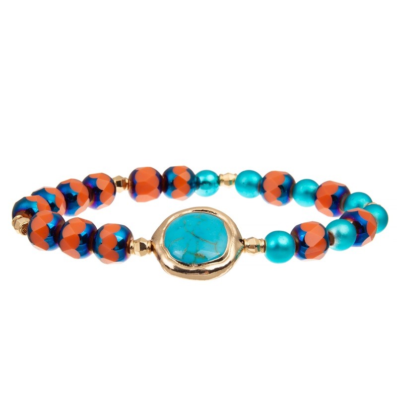 Shine Turqupise Beads Gold Chain Bracelet