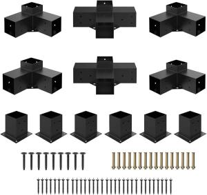 China 4 Pack Black Rust Proof Patio Brackets For Pergola wholesale