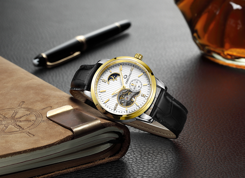 Automatic mechanical movt stainless steel caseback wrist watch for men
