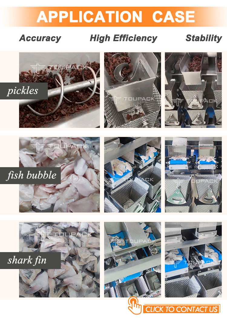 Industrial Dimpled Double Hopper Screw Feeding Multihead Weigher For Fresh Sticky Food Rib Spare