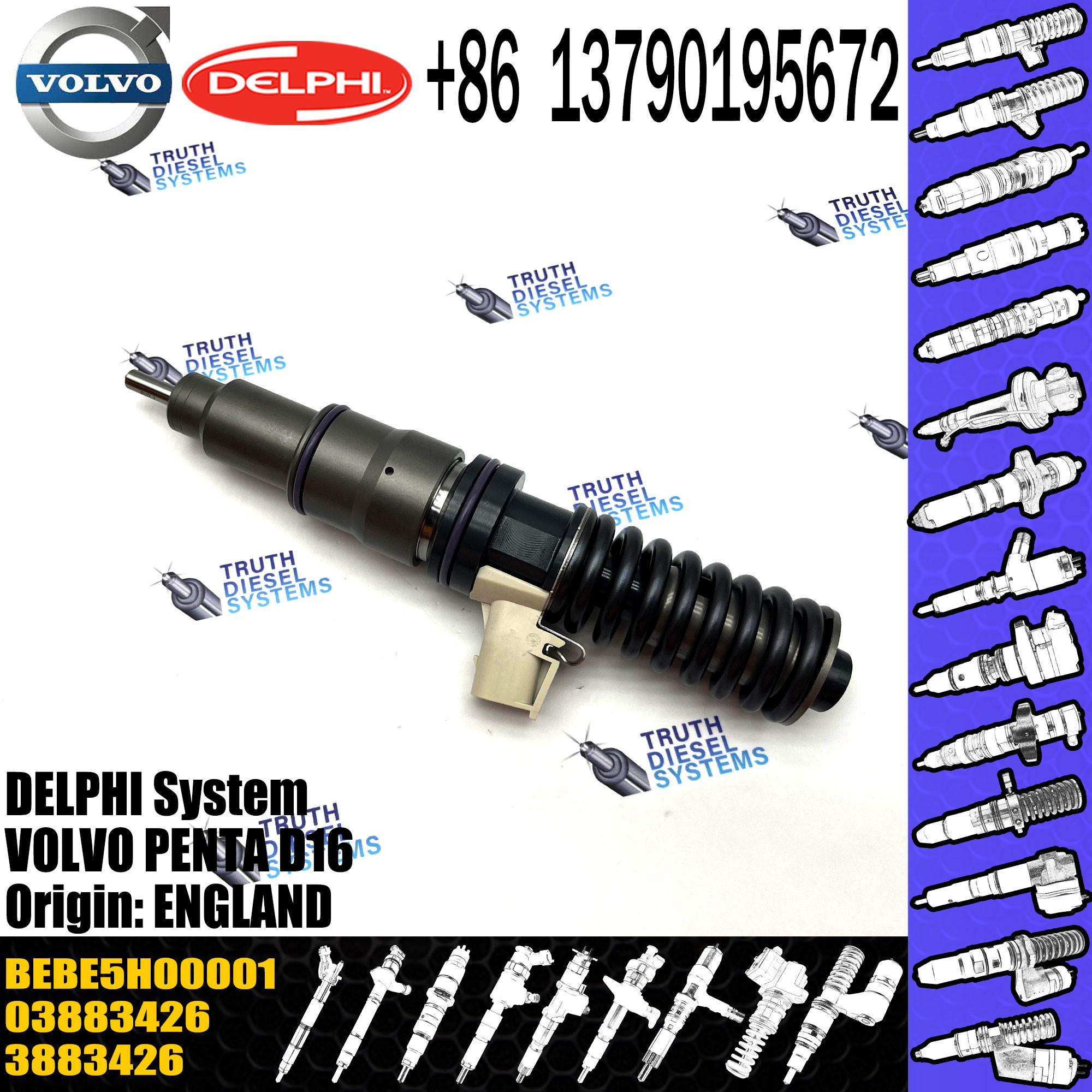 High Quality Diesel Fuel Injector 3883426 3801144 03883426 BEBE5H00001 For VOL PENTA D16