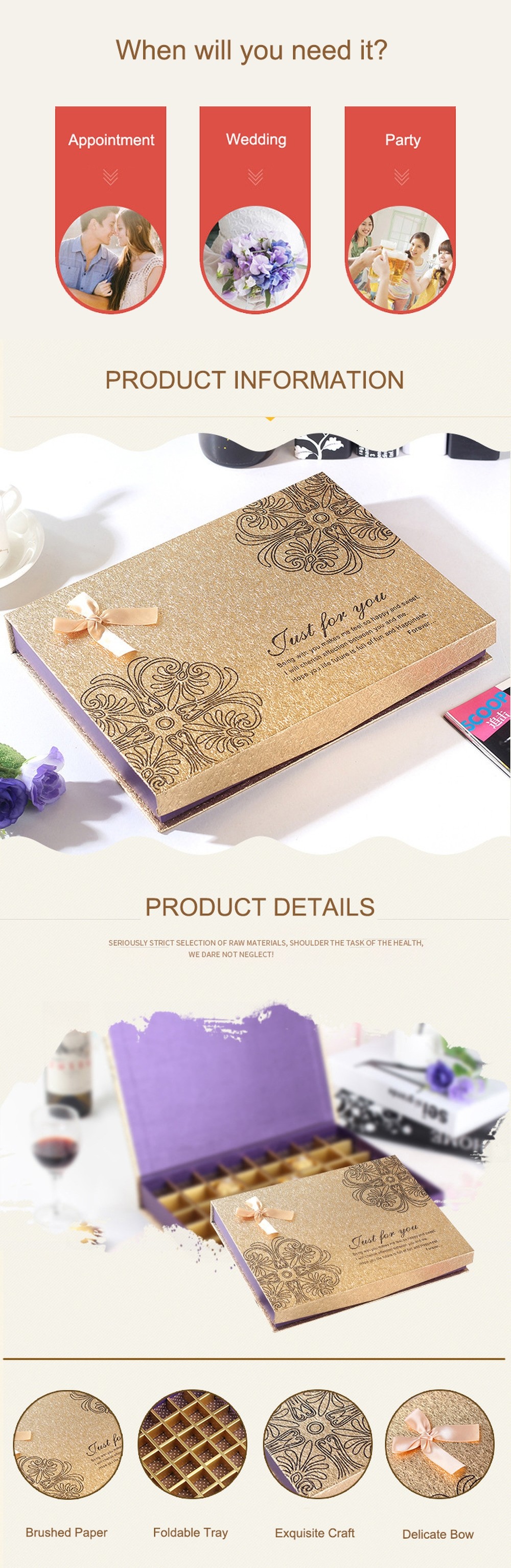 Book Shape Concealed Magnetic empty Chocolate Boxes With Dividers 23.2x19x4.6cm