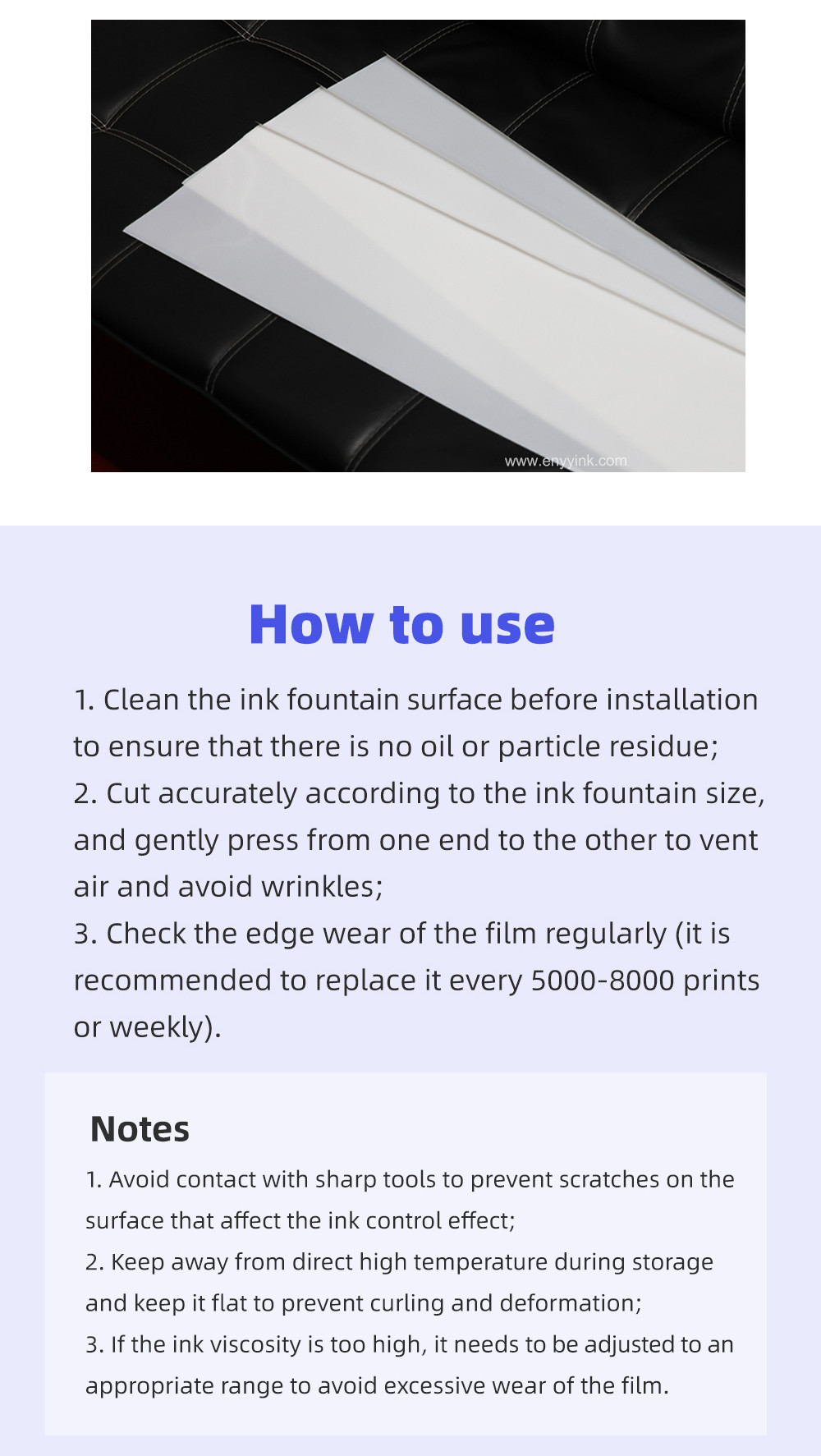 Ink Duct Foil For MO 69.5*24.2*6.7CM Printing Machine Spare Parts