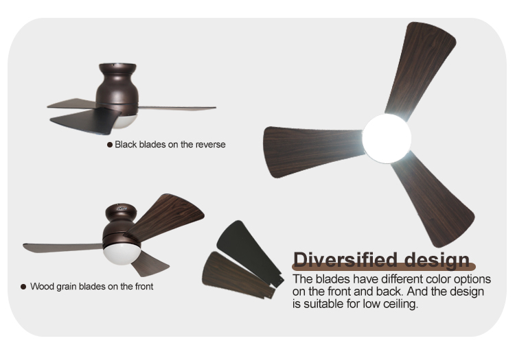 1stshine Ceiling Fan with Light and Remote Control 3 MDF Blades 3 Color LED Light