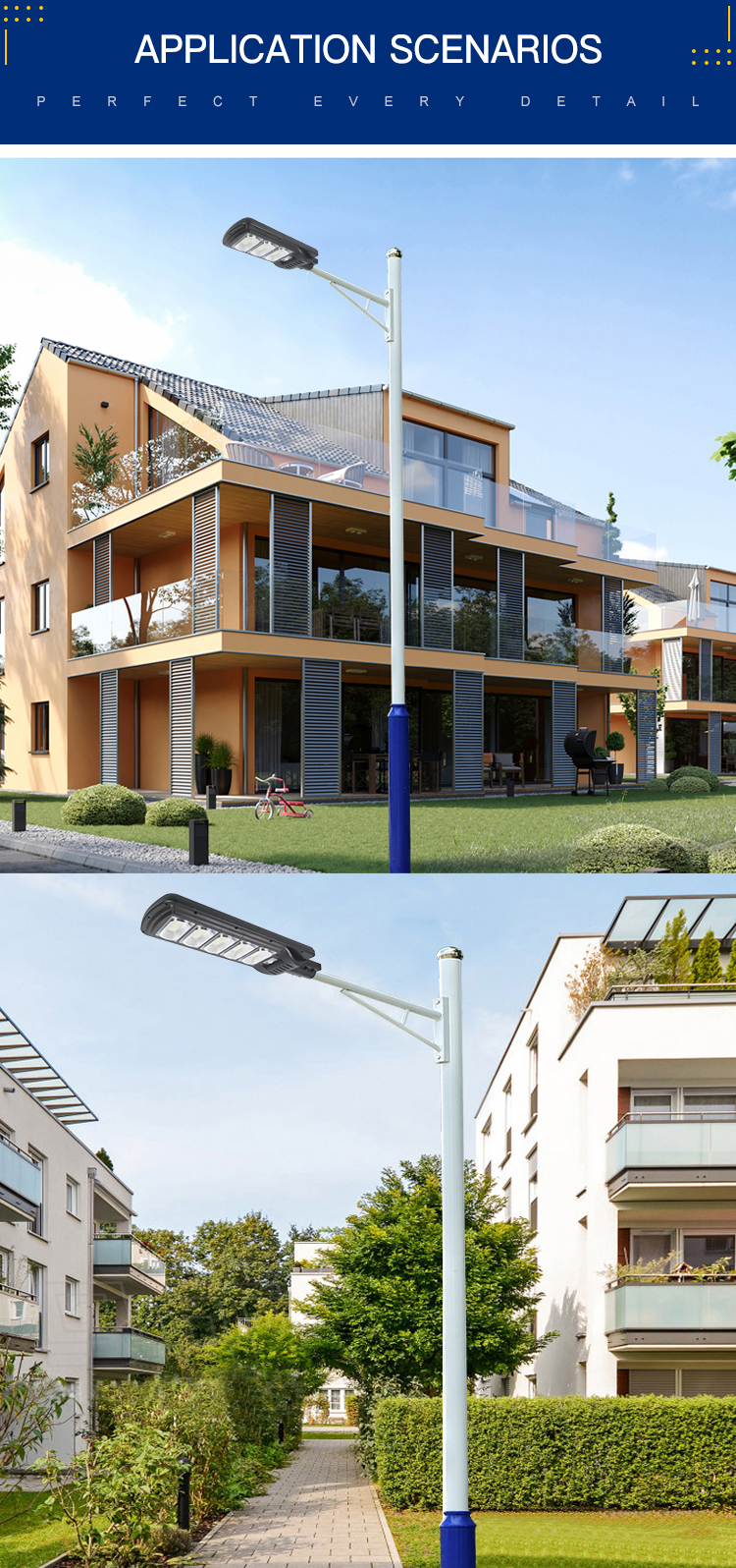 100lm/W 100w 250w Integrated Solar Led Street Light For Square