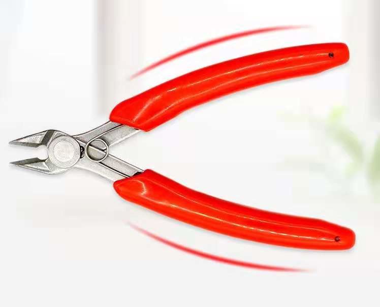 Oblique nose pliers, PVC handle, shearing diameter 0.2-1.2, stainless steel head, clamp handle 75mm