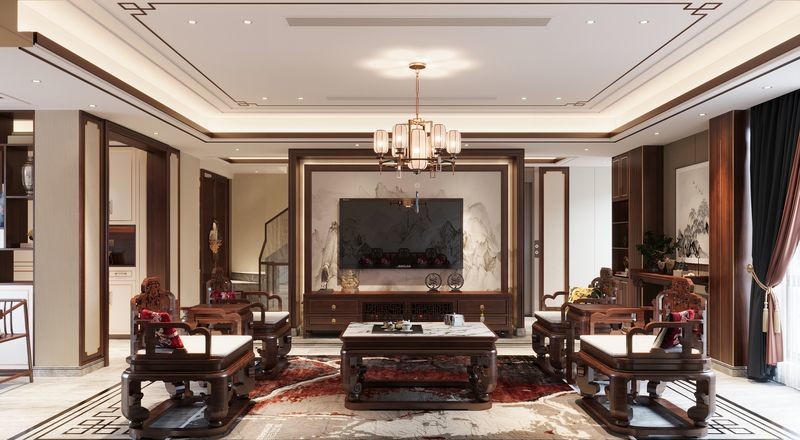 Timeless Elegant Stainless Steel TV Cabinet Solution New Chinese Style