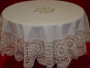 christmas tablecloths cotton and linen, Tablemat, Corcheted Lace Table linen, Tablecloth