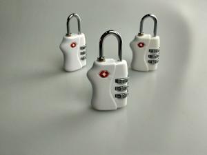 China White TSA Approved Padlocks / PC Luggage Security Locks Free Samples wholesale