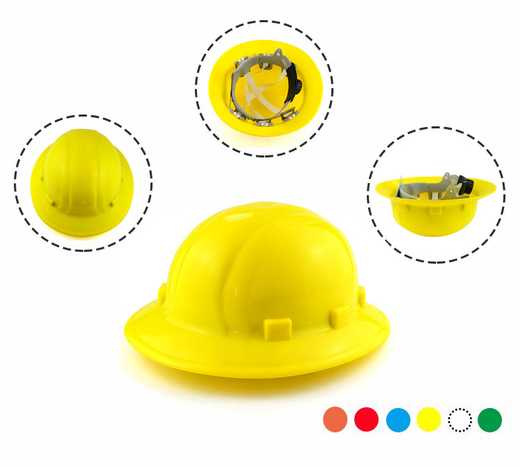 Head Protection T096 Industrial Full Brim Round Hard Hat ANSI Safety Round Helmet Construction