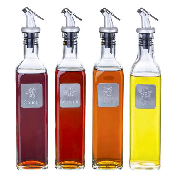 Vinegar Sauce Empty Olive Oil Bottle , Square Olive Oil Bottle With Oil