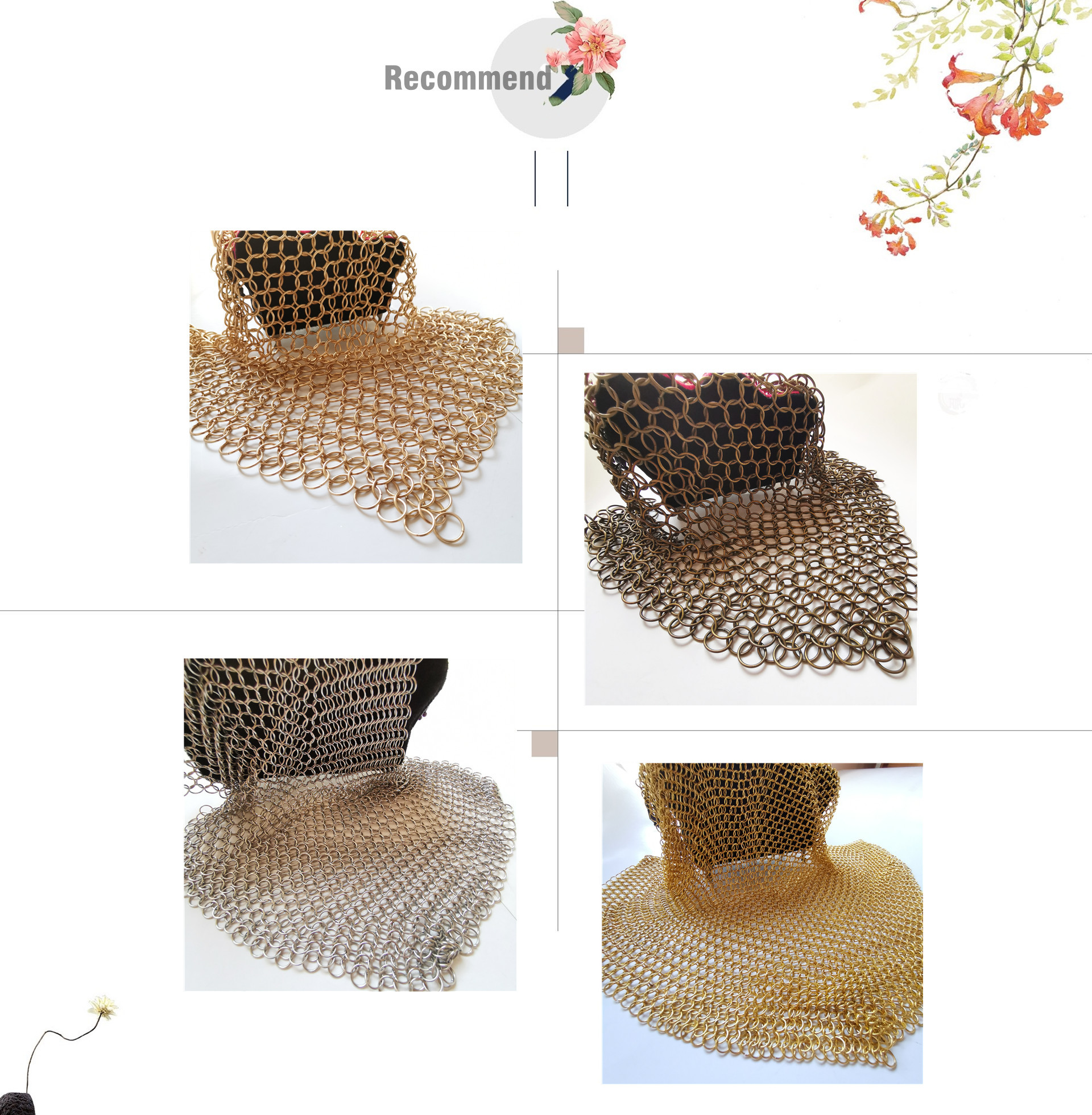 Chain Mail Weave Stainless Steel Ring Mesh Colored Finished