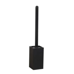 China Black Square Toilet Brush And Holder Metal Bathroom Brush Silicon Toilet Brush wholesale