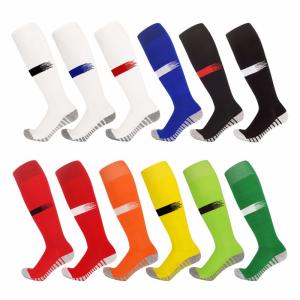 China Crew Length Soccer Anti Slip Socks Cotton Polyester No Slip Athletic Socks wholesale