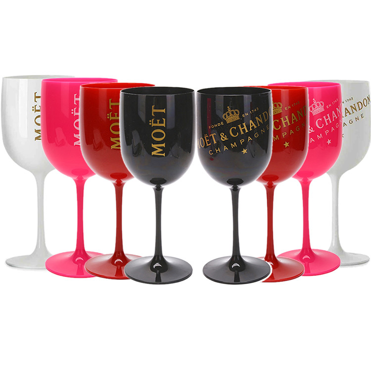 Fashions 450ml Black Reusable Plastic Wine Glasses Moet & Chandon acrylic champagne flutes