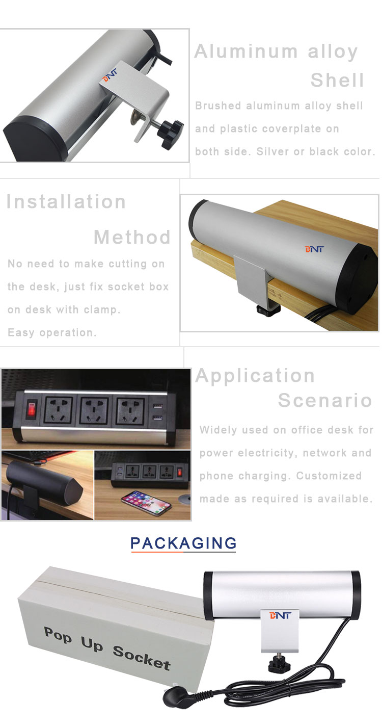 Intelligent office desktop clamp socket with custom made clamp