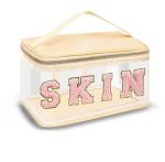 Chenille embroidery alphabet makeup bag Transparent waterproof PVC portable
