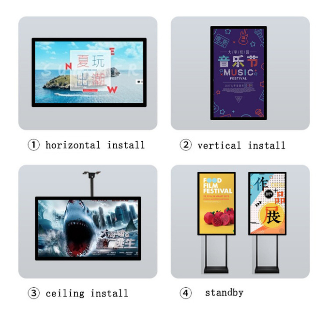 55inch LCD Wall Mounted Advertising Screen Display Touch Screen For Business