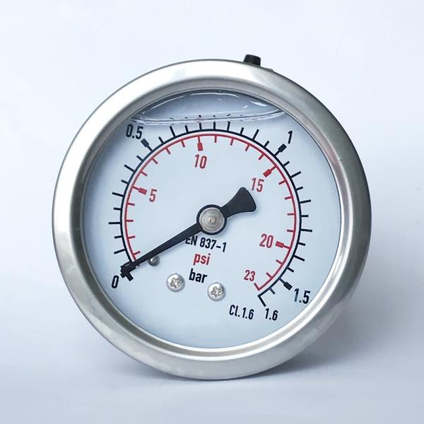 304SS Flanged Pressure Gauge Axial Mount Oil Filled Pressure Gauge Stainless