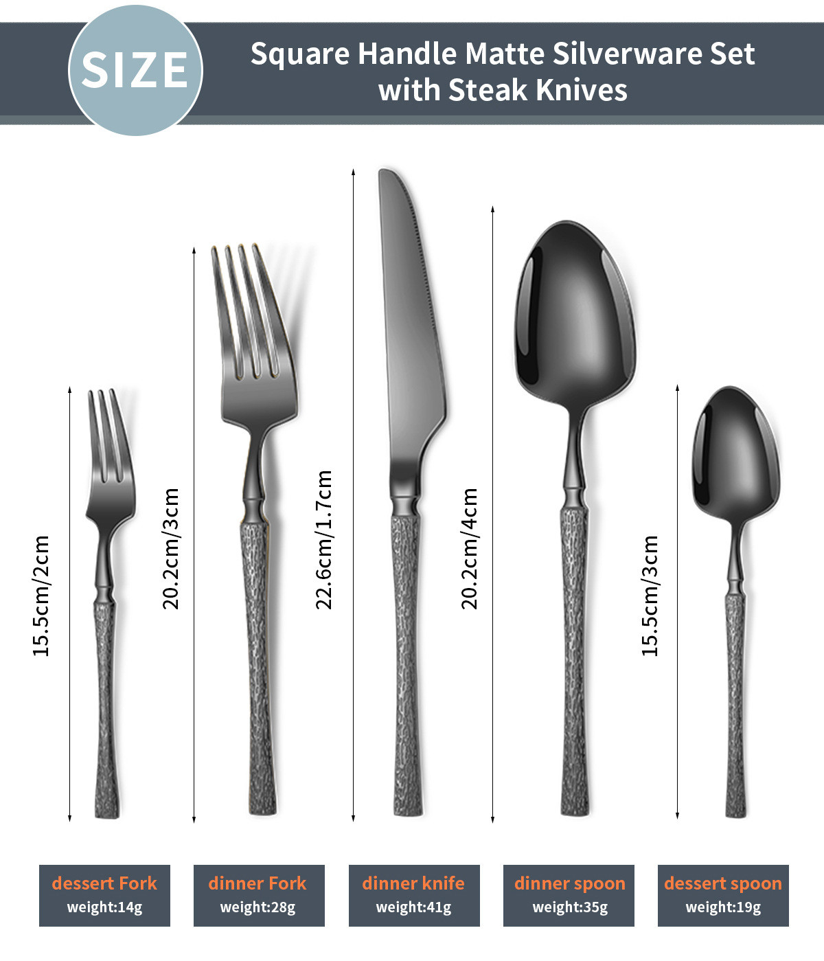 Stainless Steel Cutlery Set Small Waist Hammer Pattern Stainless Steel Western Cutlery Gift Box 30 Piece