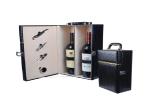 Matt Finish Wooden Wine Box Customized Diamond Pattern PU Leather
