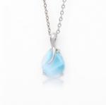 925 Larimar Sterling Silver Necklace Oval Cabochon Gemstones OEM