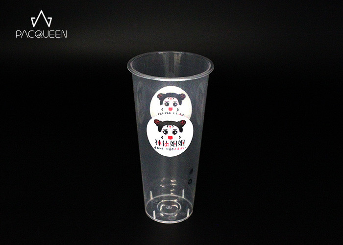 Shaped Lids Cold Drink Disposable Cups PET / PP Leak Resistant for Milk Tea