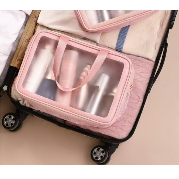 Portable Double-Layer Makeup Bag for Lady Durable and Large with Dry Wet Separation Matte Finish Personal Item Organizer